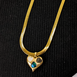 dual heart serpentine chain necklace